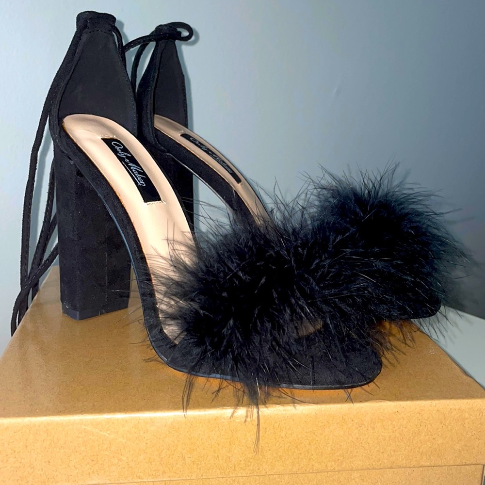 Lace up black high heels
